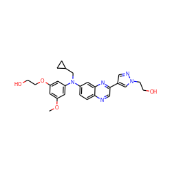 COc1cc(OCCO)cc(N(CC2CC2)c2ccc3ncc(-c4cnn(CCO)c4)nc3c2)c1 ZINC000169106682