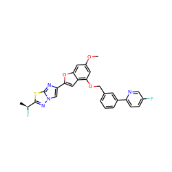 COc1cc(OCc2cccc(-c3ccc(F)cn3)c2)c2cc(-c3cn4nc([C@H](C)F)sc4n3)oc2c1 ZINC000144522342