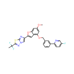 COc1cc(OCc2cccc(-c3ccc(F)cn3)c2)c2cc(-c3cn4nc(C(C)(F)F)sc4n3)oc2c1 ZINC000205695969