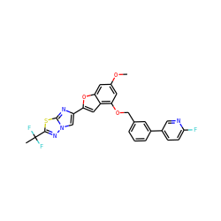 COc1cc(OCc2cccc(-c3ccc(F)nc3)c2)c2cc(-c3cn4nc(C(C)(F)F)sc4n3)oc2c1 ZINC000205695988