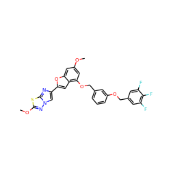 COc1cc(OCc2cccc(OCc3cc(F)c(F)c(F)c3)c2)c2cc(-c3cn4nc(OC)sc4n3)oc2c1 ZINC000653668937