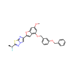 COc1cc(OCc2cccc(OCc3ccccc3)c2)c2cc(-c3cn4nc([C@H](C)F)sc4n3)oc2c1 ZINC000653775411