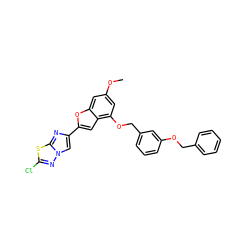 COc1cc(OCc2cccc(OCc3ccccc3)c2)c2cc(-c3cn4nc(Cl)sc4n3)oc2c1 ZINC000205940655