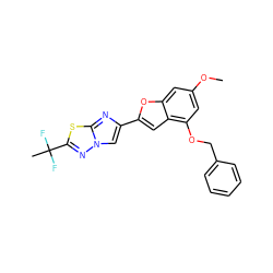 COc1cc(OCc2ccccc2)c2cc(-c3cn4nc(C(C)(F)F)sc4n3)oc2c1 ZINC000144520023