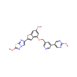 COc1cc(OCc2cncc(-c3cnc(OC)nc3)c2)c2cc(-c3cn4nc(OC)sc4n3)oc2c1 ZINC000205701851