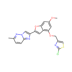 COc1cc(OCc2csc(Cl)n2)c2cc(-c3cn4nc(C)ccc4n3)oc2c1 ZINC000223025549