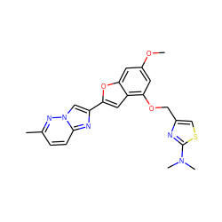 COc1cc(OCc2csc(N(C)C)n2)c2cc(-c3cn4nc(C)ccc4n3)oc2c1 ZINC000653665239