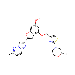 COc1cc(OCc2csc(N3CCO[C@@H](C)C3)n2)c2cc(-c3cn4nc(C)ccc4n3)oc2c1 ZINC000653665243