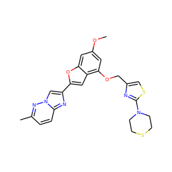 COc1cc(OCc2csc(N3CCSCC3)n2)c2cc(-c3cn4nc(C)ccc4n3)oc2c1 ZINC000653663532