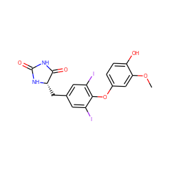 COc1cc(Oc2c(I)cc(C[C@@H]3NC(=O)NC3=O)cc2I)ccc1O ZINC000029123881