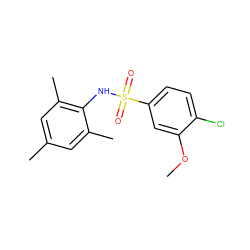 COc1cc(S(=O)(=O)Nc2c(C)cc(C)cc2C)ccc1Cl ZINC000000619694