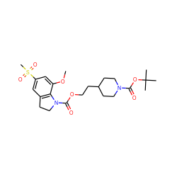 COc1cc(S(C)(=O)=O)cc2c1N(C(=O)OCCC1CCN(C(=O)OC(C)(C)C)CC1)CC2 ZINC000103259819