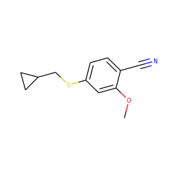 COc1cc(SCC2CC2)ccc1C#N ZINC000040379381