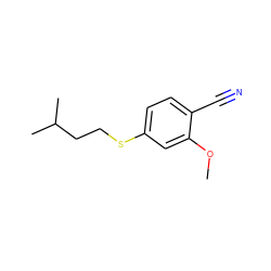 COc1cc(SCCC(C)C)ccc1C#N ZINC000040873725