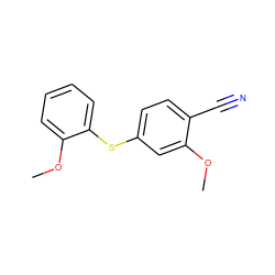 COc1cc(Sc2ccccc2OC)ccc1C#N ZINC000040380314