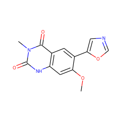 COc1cc2[nH]c(=O)n(C)c(=O)c2cc1-c1cnco1 ZINC000003816629