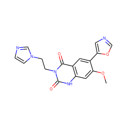 COc1cc2[nH]c(=O)n(CCn3ccnc3)c(=O)c2cc1-c1cnco1 ZINC000003816633