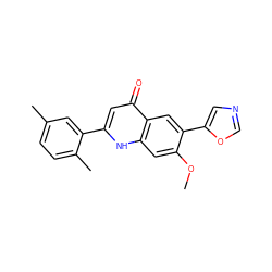 COc1cc2[nH]c(-c3cc(C)ccc3C)cc(=O)c2cc1-c1cnco1 ZINC000013487594