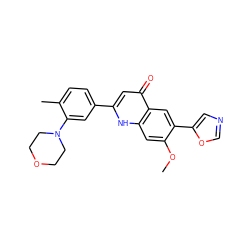 COc1cc2[nH]c(-c3ccc(C)c(N4CCOCC4)c3)cc(=O)c2cc1-c1cnco1 ZINC000013487597