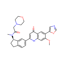 COc1cc2[nH]c(-c3ccc4c(c3)[C@H](N(C)C(=O)CN3CCOCC3)CC4)cc(=O)c2cc1-c1cnco1 ZINC000013487616