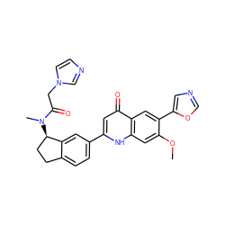 COc1cc2[nH]c(-c3ccc4c(c3)[C@H](N(C)C(=O)Cn3ccnc3)CC4)cc(=O)c2cc1-c1cnco1 ZINC000013487618