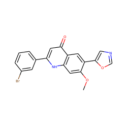 COc1cc2[nH]c(-c3cccc(Br)c3)cc(=O)c2cc1-c1cnco1 ZINC000000593249