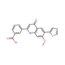 COc1cc2[nH]c(-c3cccc(C(=O)O)c3)cc(=O)c2cc1-c1cnco1 ZINC000013487586