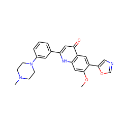 COc1cc2[nH]c(-c3cccc(N4CCN(C)CC4)c3)cc(=O)c2cc1-c1cnco1 ZINC000012354283