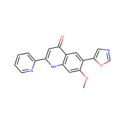 COc1cc2[nH]c(-c3ccccn3)cc(=O)c2cc1-c1cnco1 ZINC000013487576