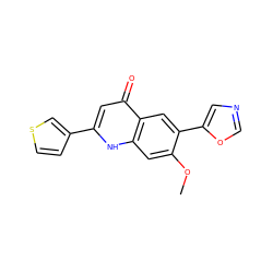 COc1cc2[nH]c(-c3ccsc3)cc(=O)c2cc1-c1cnco1 ZINC000013487574