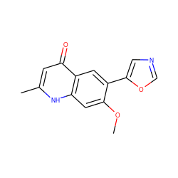 COc1cc2[nH]c(C)cc(=O)c2cc1-c1cnco1 ZINC000013487579