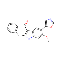 COc1cc2[nH]c(Cc3ccccc3)c(C=O)c2cc1-c1cnco1 ZINC000013488736