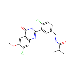 COc1cc2c(=O)[nH]c(-c3cc(CNC(=O)C(C)C)ccc3Cl)nc2cc1Cl ZINC000299831584