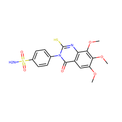 COc1cc2c(=O)n(-c3ccc(S(N)(=O)=O)cc3)c(S)nc2c(OC)c1OC ZINC000653716261