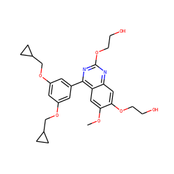 COc1cc2c(-c3cc(OCC4CC4)cc(OCC4CC4)c3)nc(OCCO)nc2cc1OCCO ZINC000026736103