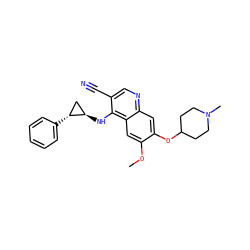 COc1cc2c(N[C@@H]3C[C@H]3c3ccccc3)c(C#N)cnc2cc1OC1CCN(C)CC1 ZINC000028952926
