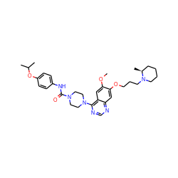 COc1cc2c(N3CCN(C(=O)Nc4ccc(OC(C)C)cc4)CC3)ncnc2cc1OCCCN1CCCC[C@@H]1C ZINC000027202118