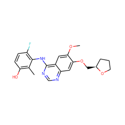 COc1cc2c(Nc3c(F)ccc(O)c3C)ncnc2cc1OC[C@H]1CCCO1 ZINC000653850211