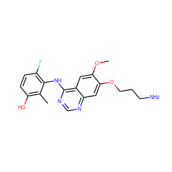 COc1cc2c(Nc3c(F)ccc(O)c3C)ncnc2cc1OCCCN ZINC000653854571