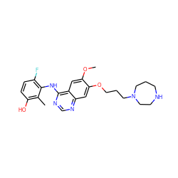 COc1cc2c(Nc3c(F)ccc(O)c3C)ncnc2cc1OCCCN1CCCNCC1 ZINC000653849296