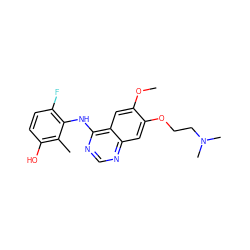 COc1cc2c(Nc3c(F)ccc(O)c3C)ncnc2cc1OCCN(C)C ZINC000653850174