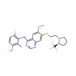 COc1cc2c(Nc3c(F)ccc(O)c3C)ncnc2cc1OCCN1CCC[C@H]1C(F)(F)F ZINC000653853288