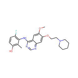 COc1cc2c(Nc3c(F)ccc(O)c3C)ncnc2cc1OCCN1CCCCC1 ZINC000653853352