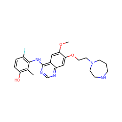 COc1cc2c(Nc3c(F)ccc(O)c3C)ncnc2cc1OCCN1CCCNCC1 ZINC000653849327