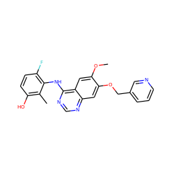 COc1cc2c(Nc3c(F)ccc(O)c3C)ncnc2cc1OCc1cccnc1 ZINC000653853298