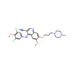 COc1cc2c(Nc3cc(Cl)c(OC)c(Cl)c3)c(C#N)cnc2cc1OCCCN1CCN(C)CC1 ZINC000098209625