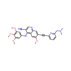 COc1cc2c(Nc3cc(OC)c(OC)c(OC)c3)c(C#N)cnc2cc1C#Cc1cccc(CN(C)C)n1 ZINC000037858232