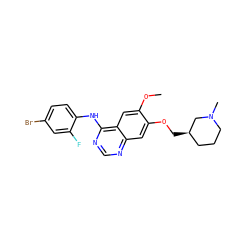 COc1cc2c(Nc3ccc(Br)cc3F)ncnc2cc1OC[C@@H]1CCCN(C)C1 ZINC000003834192