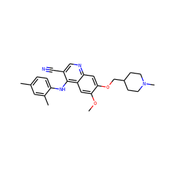 COc1cc2c(Nc3ccc(C)cc3C)c(C#N)cnc2cc1OCC1CCN(C)CC1 ZINC000013559852