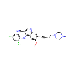 COc1cc2c(Nc3ccc(Cl)cc3Cl)c(C#N)cnc2cc1C#CCCN1CCN(C)CC1 ZINC000028888072